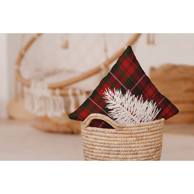 Coussin décoratif en tartan, Carré H 16 po x l 16 po