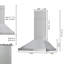 Hotte murale à fixation murale 30 pouces avec 400 pi³ / min, hotte de cuisine sans conduit / sans conduit en acier inoxydable avec ventilateur à 3 vitesses à contrôle tactile, cheminée réglable et lumière DEL, filtre permanent, argent