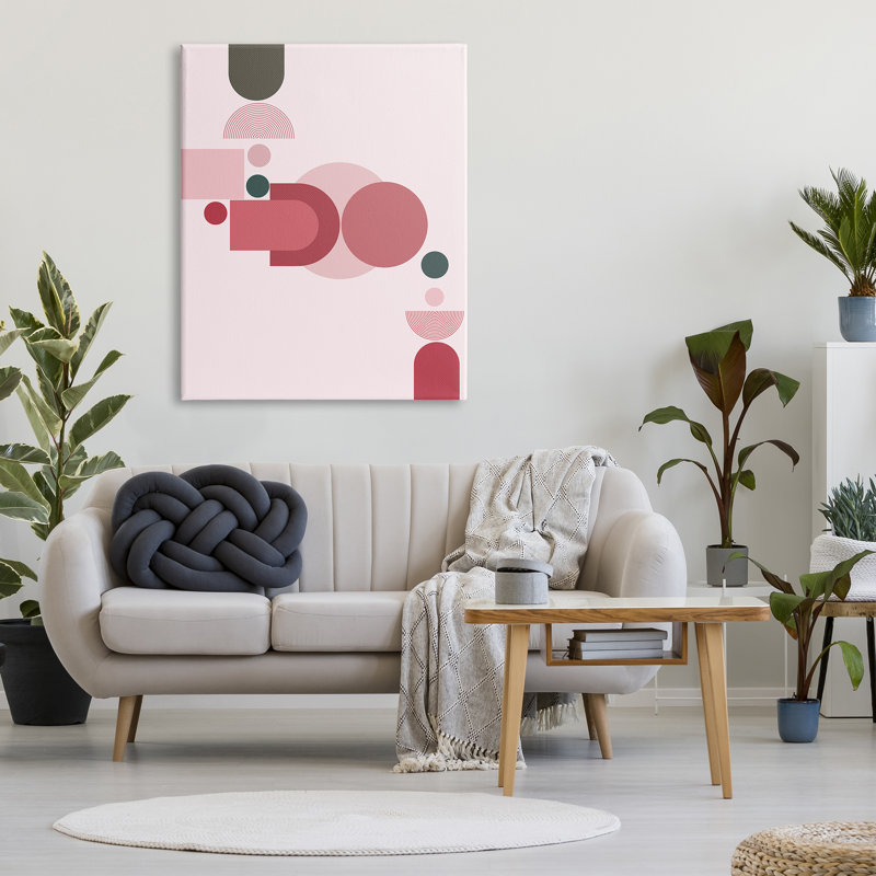 Stupell Industries Pink Varied Geometric Shapes Framed Giclee Art Design By Lil' Rue, H 48 po x l 36 po x P 1,5 po