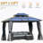 10X12ft Hardtop Gazebo, Polycarbonate Roof, Aluminum Frame, With Netting And Curtains, Gray