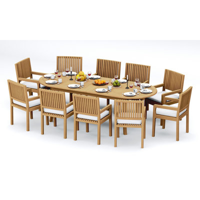 Ensemble repas d'extérieur ovale 10 personnes L 71 po Maldives