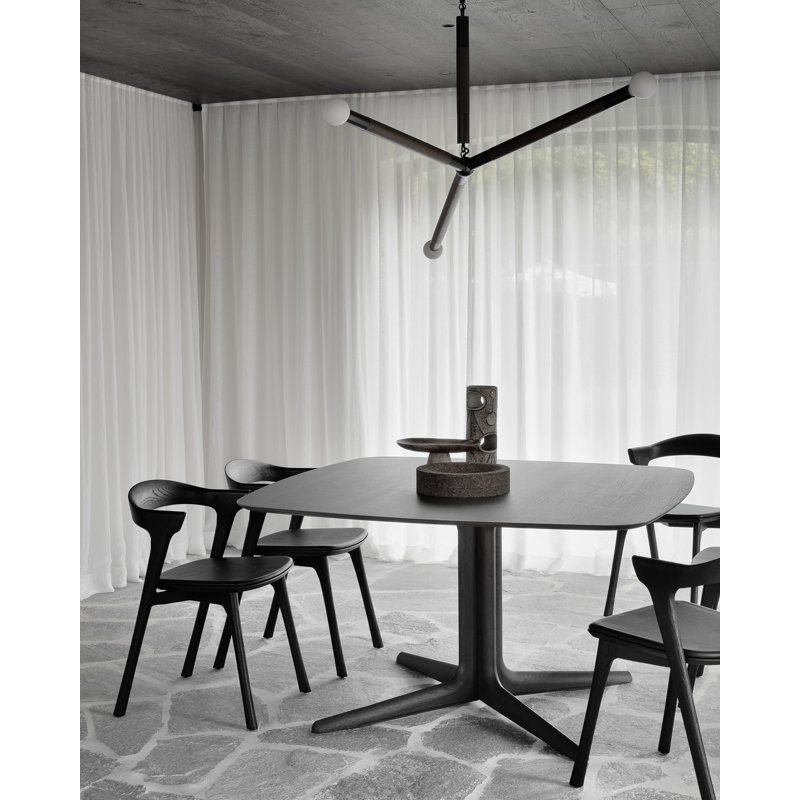 Bok Leather Dining Chair, Black Leather, Black