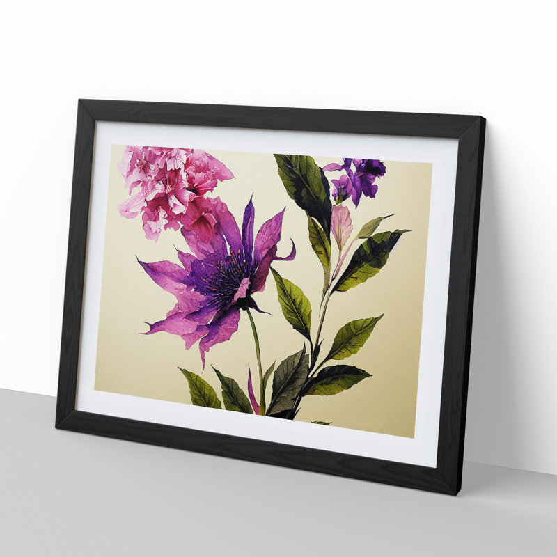 Serene Flowers - Framed Print, Black, 25cm H x 34cm W x 2cm D