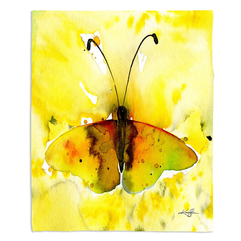 Couverture sherpae douce 32 de papillon aquarelle, l 51 po x L 60 po