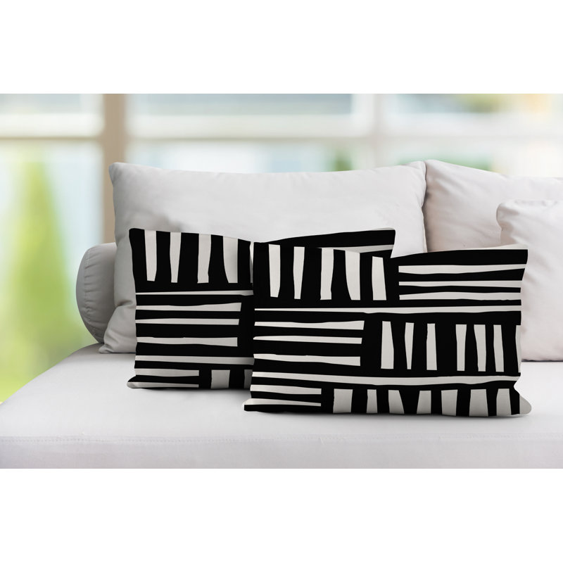 Coussin lombaire intérieur / extérieur Pereto Abstract Lines, Noir