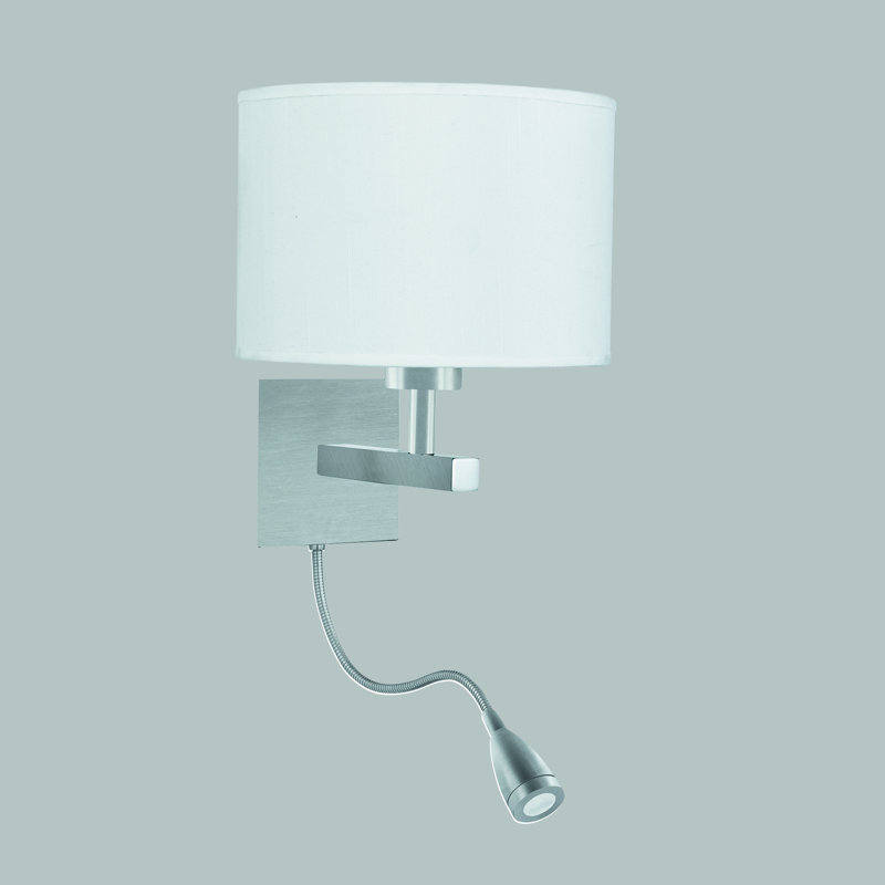 Audra Mild Steel LED Armed Sconce, Satin Silver