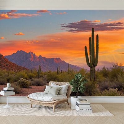 Papier peint 3D Western Sunset Sonoran Desert Arizona Landscape Mural