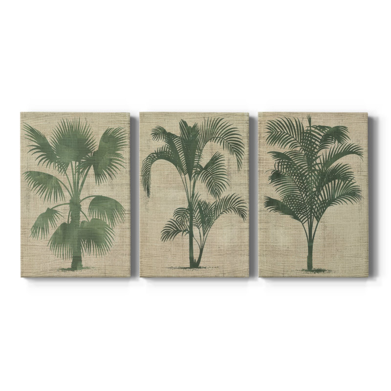 Toile de jute en toile de jute avec silhouette de palmier I - 3 pièces, H 18 po x l 36 po