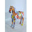 Statue de cheval en résine Nifao - Figurine abstraite de style graffiti peinte à la main avec selle intégrée, décoration de maison et de bureau moderne et colorée, sculpture en résine durable 14 po x 5 po x H 15 po