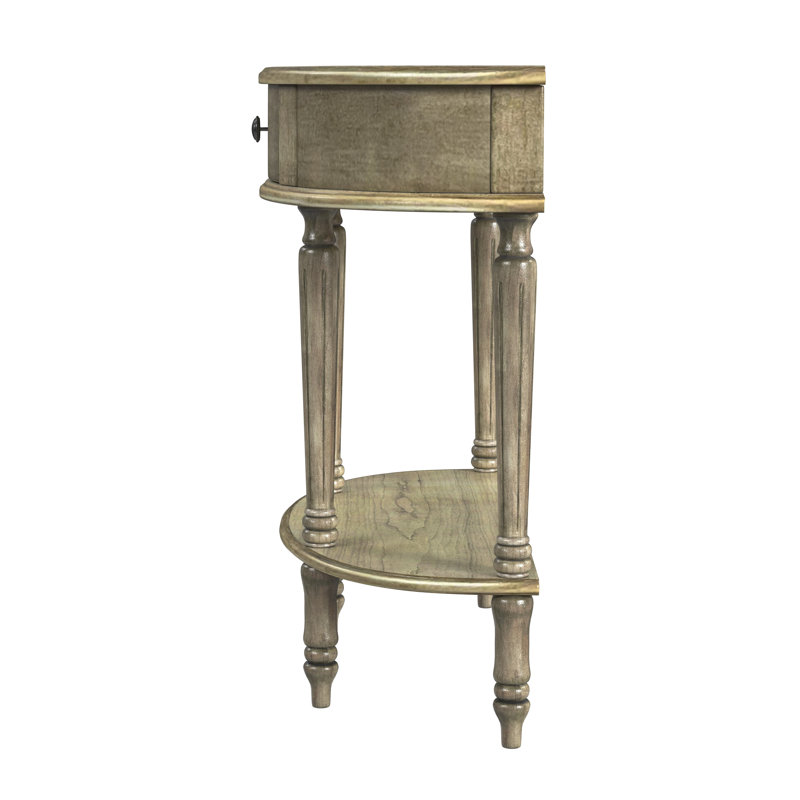 Mozart Demilune Console Table with Storage, Antique Beige