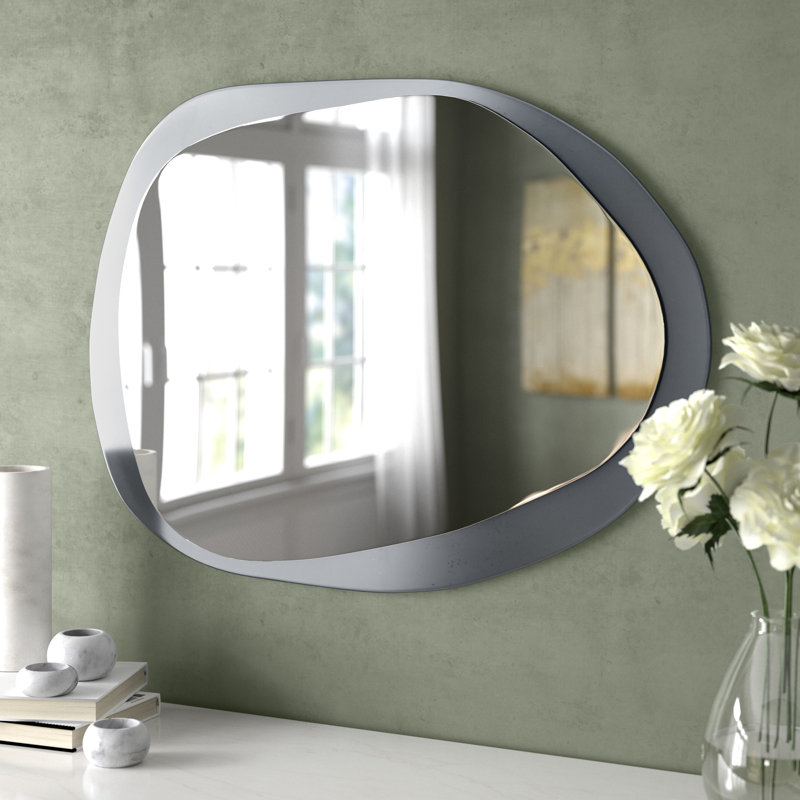 Floraine Glass Flat Wall Mirror, Blue Transparent, Novelty 75 x 55 cm
