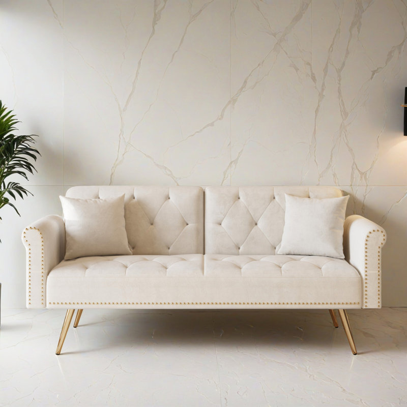 Canapé-lit inclinable convertible de 69,72 po de largeur, Beige