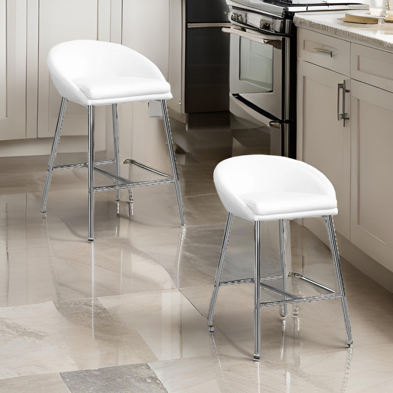 Upholstered 24'' Counter Stool with Metal Frame