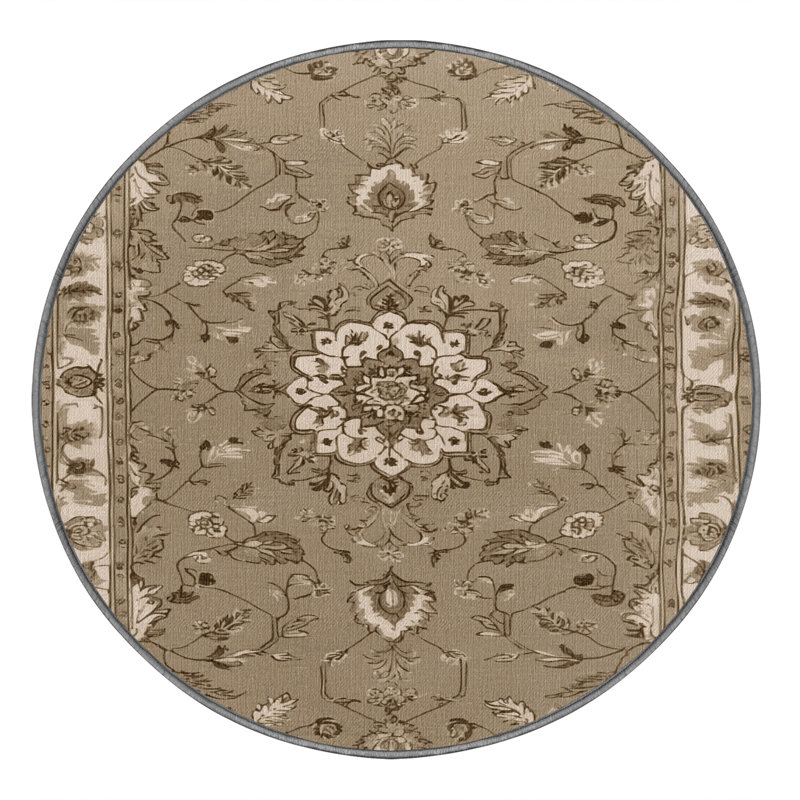 Machine Washable Tabriz Gray Area Rug, Rond 7 pi