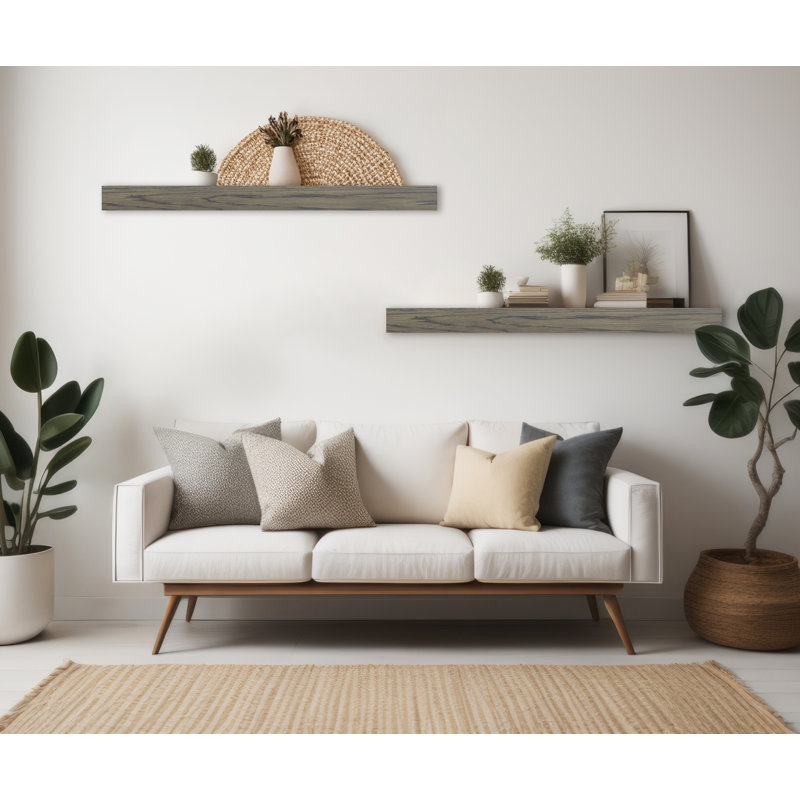 Emerald Lee 2 Piece Oak Floating Shelf, 3" H x 42" W x 7" D