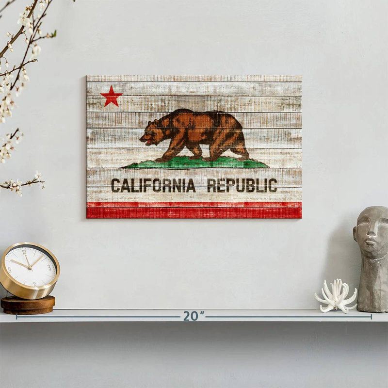 Borges Rustic California Flag, 8" H x 12" W
