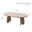 Table de salle à manger ovale moderne 70,9 po, plateau en faux travertin avec base sculpturale en bois-1243319205