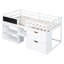 Lit mezzanine simple bas blanc avec bureau, tablette, tiroirs - Qualité de fabrication solide et bureau en bois pour un espace de chambre fonctionnel-980336412
