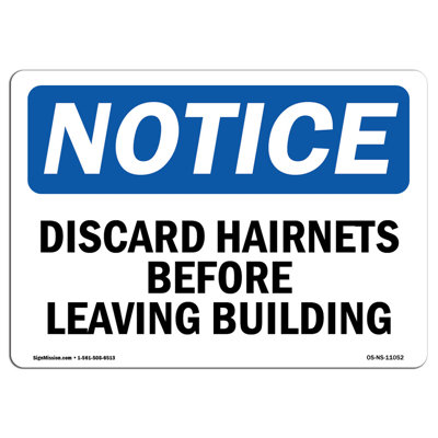 Discard Hairnets Before Leaving Building Sign