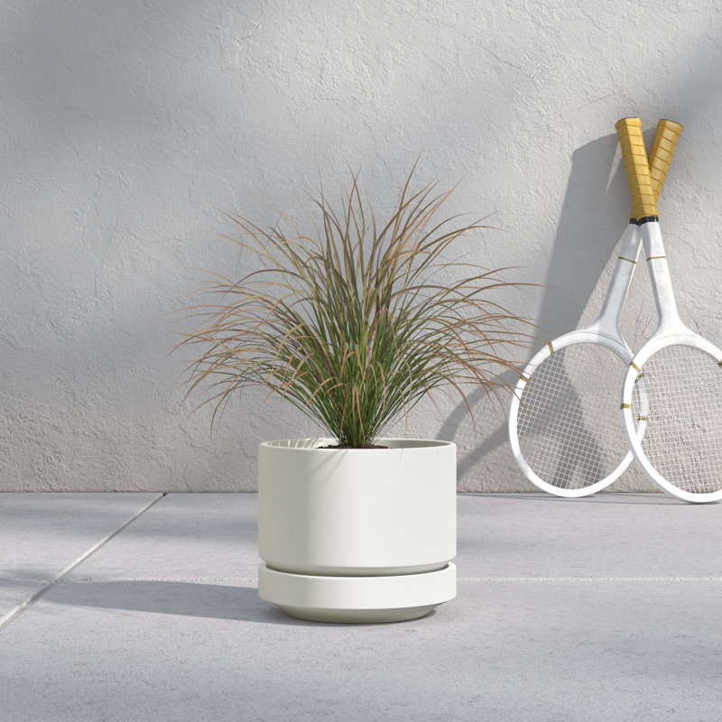 Byer Handmade Ceramic Pot Planter, White, 9.25" H x 10.25" W x 10.25" D