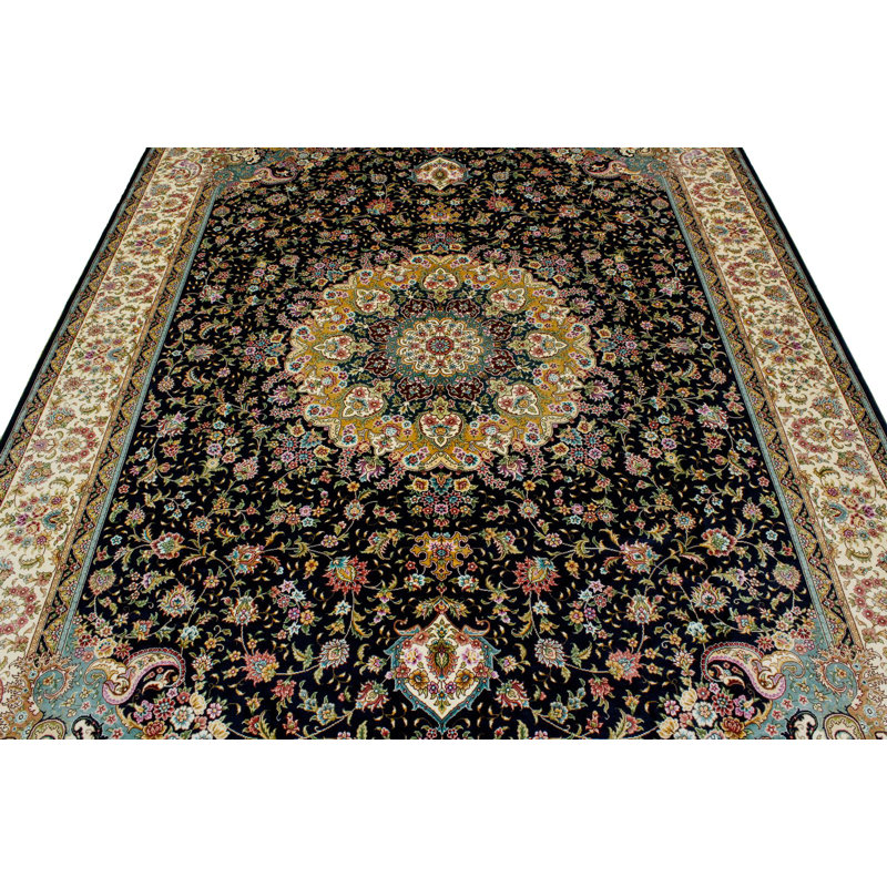 Tapis bleu marine et ivoire 6 x 9