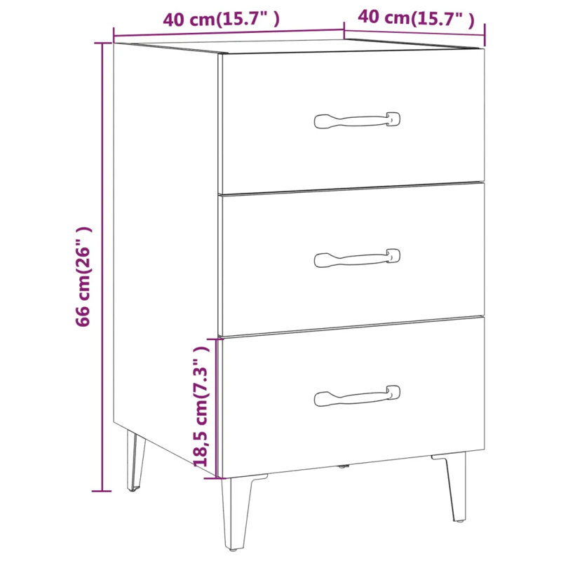 Westbury 40cm W Bedside Table, Smoked Oak