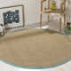 Auckland Bamboo Slat/Seagrass Natural/Teal Area Rug