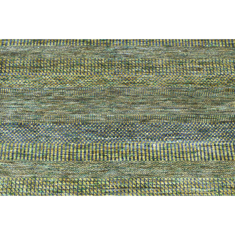 Hand Knotted Area Rug in Green/Blue