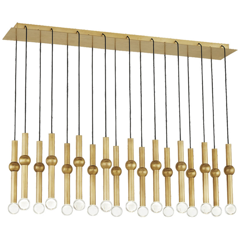 Guyed 18 - Light LED Pendant, Natural Brass