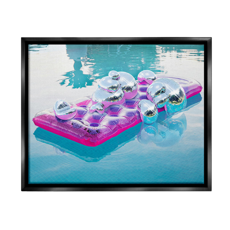 «Summer Pool Disco Balls Floater Frame» par Ziwei Li sur toile, Cadre flottant noir de jais, H 17 po x l 21 po