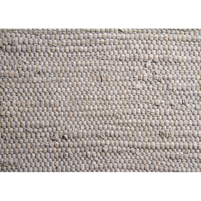 Handcrafted Benji Rug in Cotton, Grey, Rectangular 60 x 120 cm