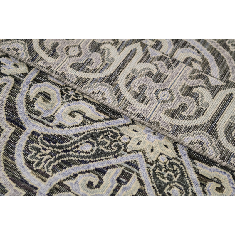 Geometric Area Rug in Charcoal