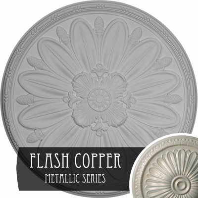 Endurathane Delfina Ceiling Medallion, 40"OD x 1 7/8"P, Hand-Painted Flash Copper Finish