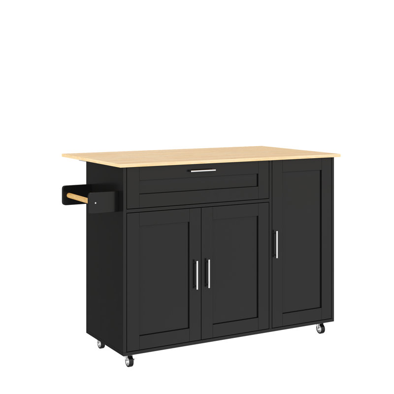 132.5 cm W Kitchen Island with Top, Black
