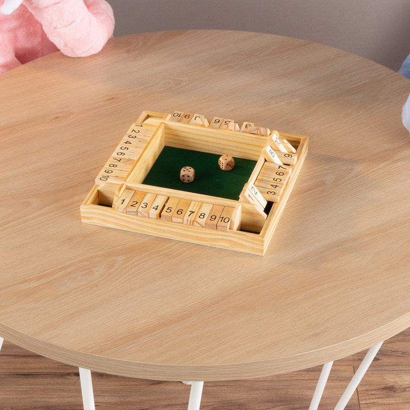 Shut The Box Game - Classic 10 Number Games Set for Up to 4 Players - Old Fashioned Wooden Board with Dice for Adults and Children
