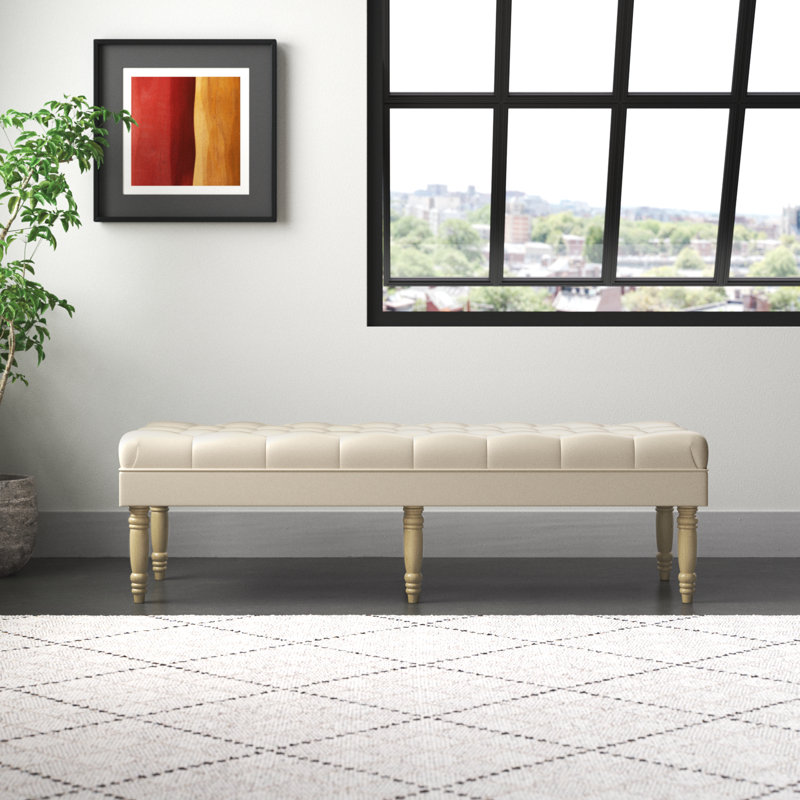 Auston Faux Leather Upholstered Bench, Light Brown , 18.5" H x 64.2" W x 22" D