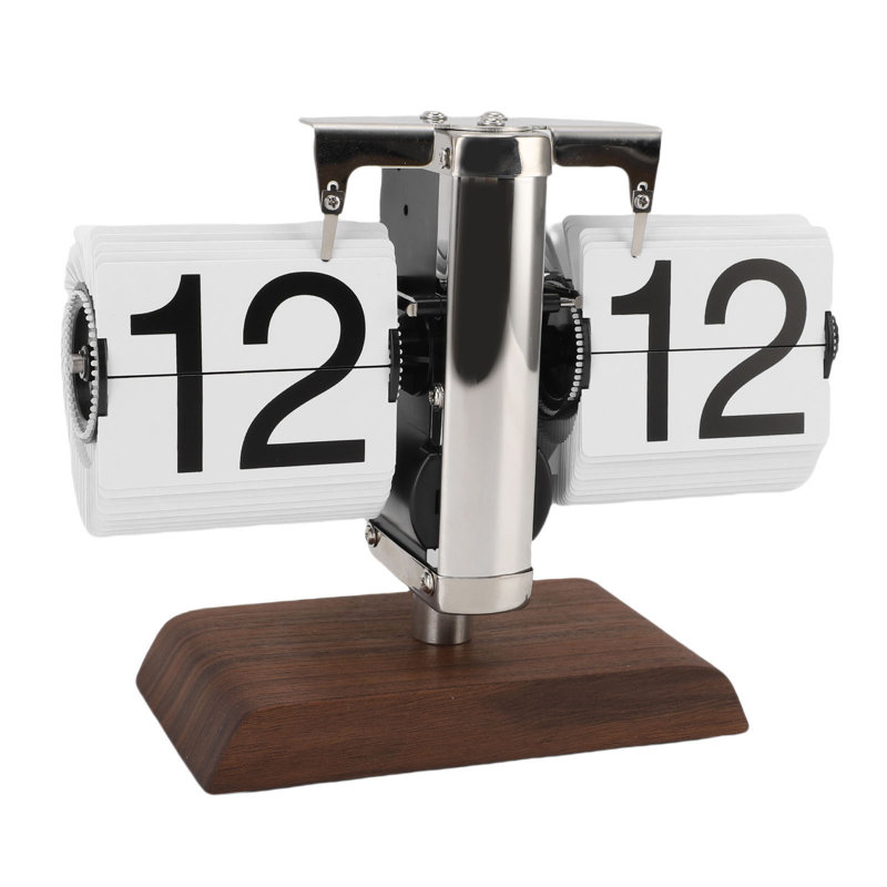 Horloge de bureau à affichage numérique vintage, grand format, 24 heures, mouvement automatique, blanche, idéale pour la décoration du salon.