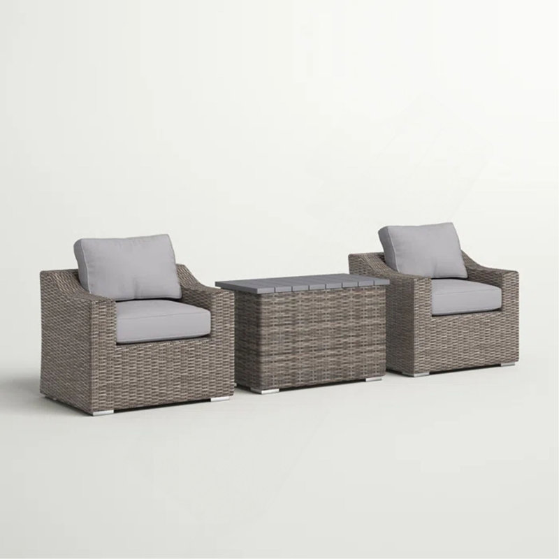 Ensemble de conversation chic en osier de rotin pour 2 personnes avec coussins moelleux - idéal pour les rassemblements extérieurs confortables