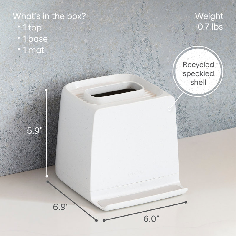 YouCopia The Ledge Tissue Holder, Cube, Bathroom Countertop Organizer with Additional Storage for Phones, Jewelry and Small Accessories