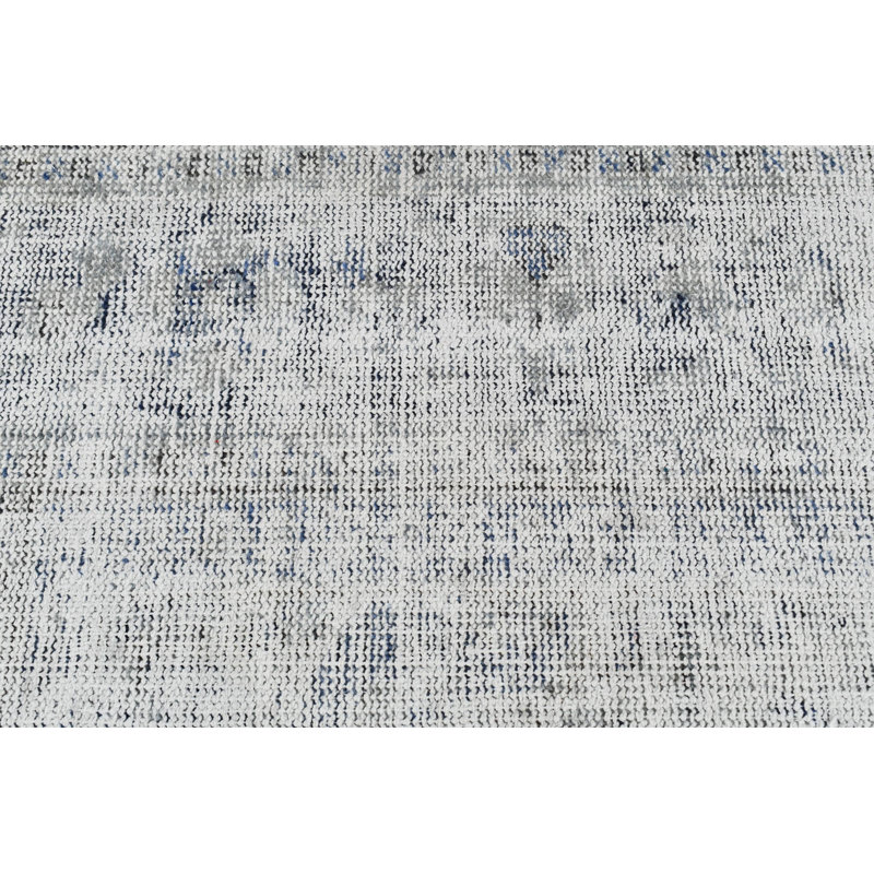 Tapis turc rétro fabriqué à la main avec motif traditionnel rehaussant le décor de tout salon bleu / blanc