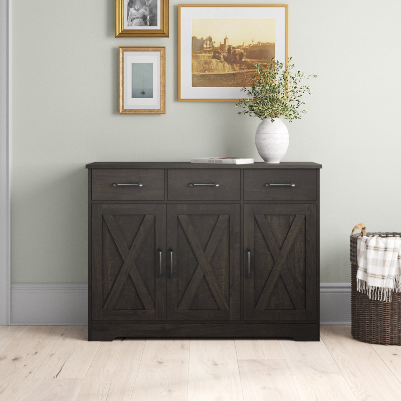Tahara 42.5" Wide 3 Drawer Sideboard, Dark Brown