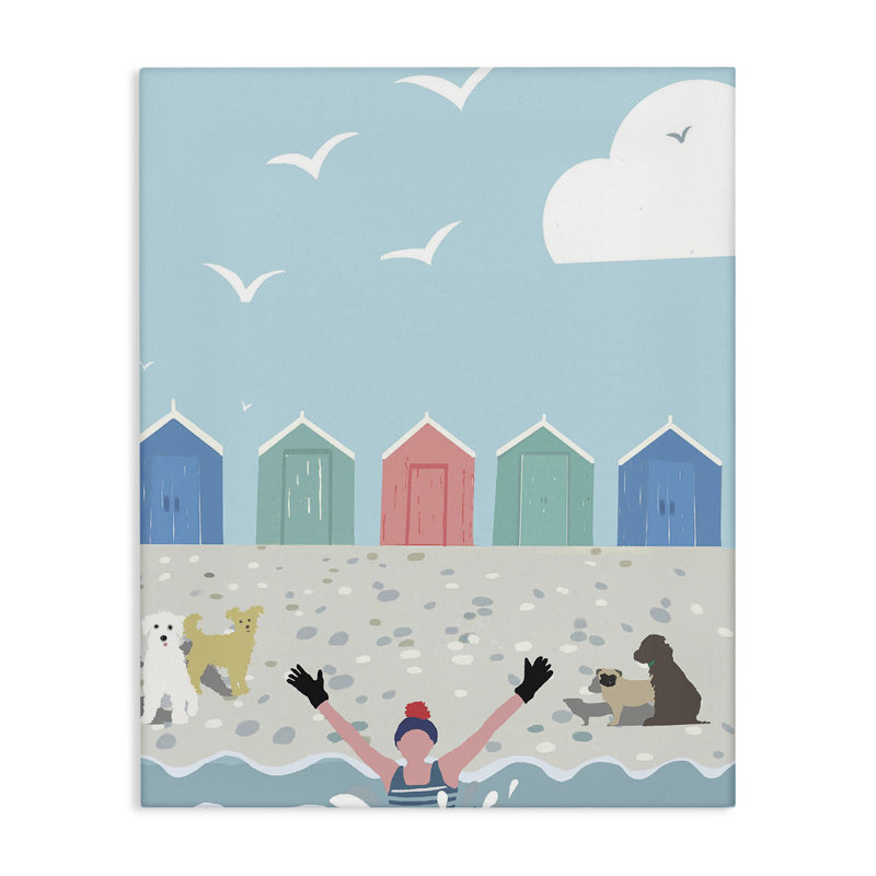 «Dog Friends on Beach» par Betty Boynes, H 48 po x l 36 po