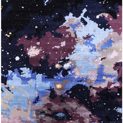 Tapis abstrait noir / bleu