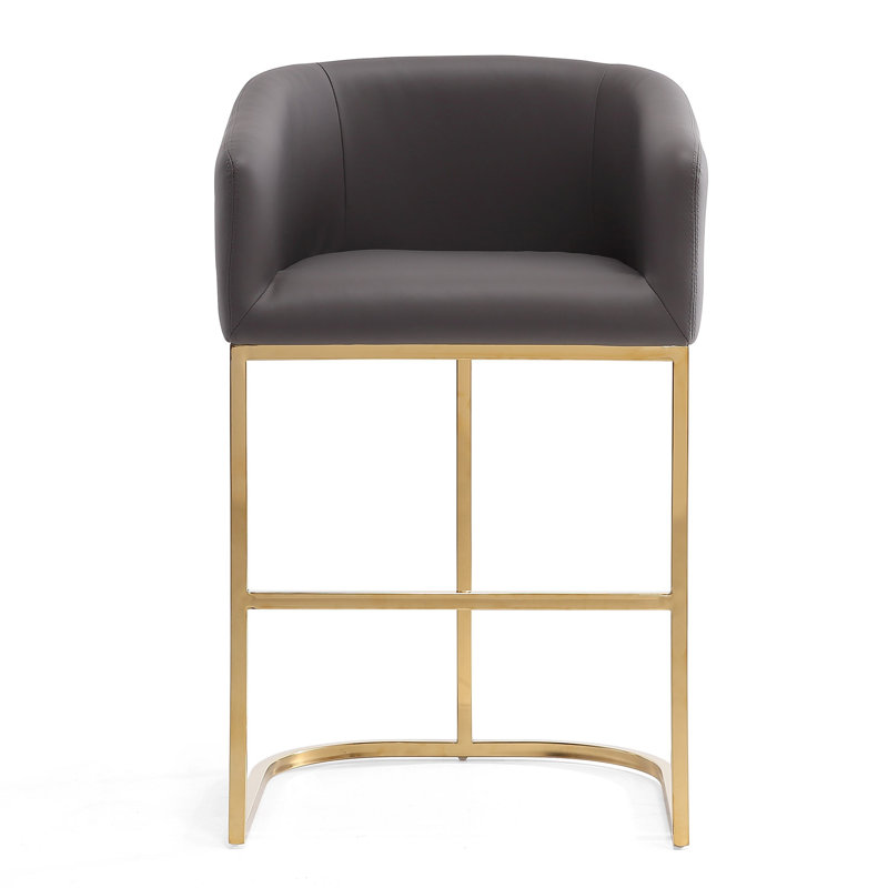 Vinnie Upholstered Counter Stool with Metal Frame, 1, Bar Stool (30" Seat Height), Gray