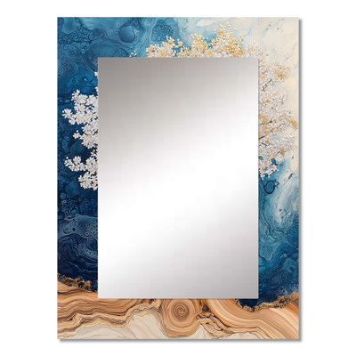 Winthrope Golden Cherry Blossom Tree Garden Of Winter Beauty III - Cherry Blossom Unique Wall Mirror, Traditional Mirror, Printed Metal Art
