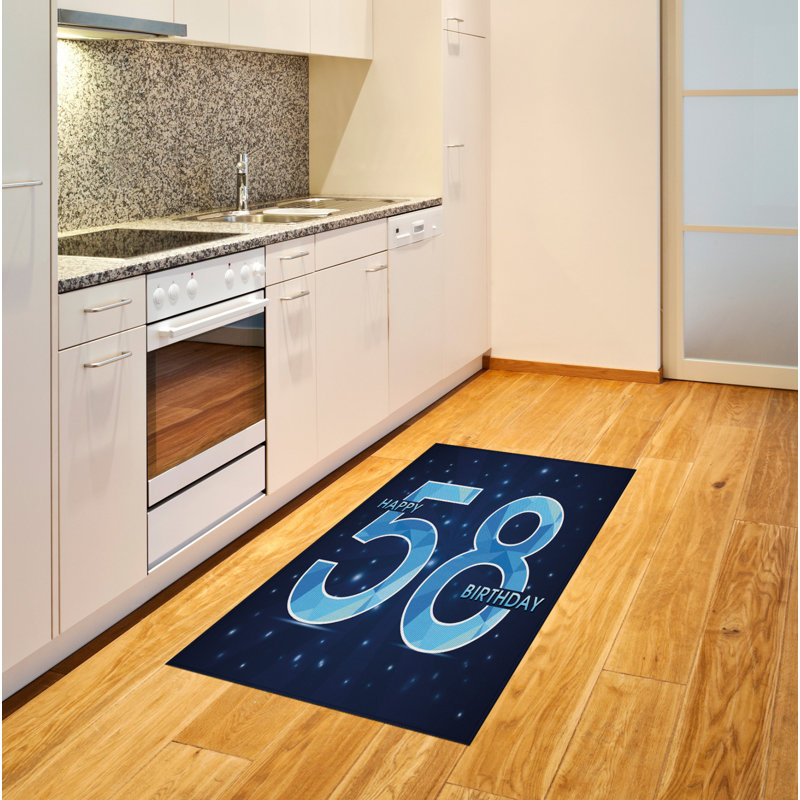 Tapis décoratif bleu à haute densité de fibres longues en polyester, Rectangle— 4 pi x 5 pi 8 po