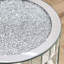 Table ronde à miroir avec incrustation de cristal, petit canapé moderne à 2 couches avec espace de rangement, table décorative argentée convenant au salon, à la chambre à coucher, au café et aux petits espaces