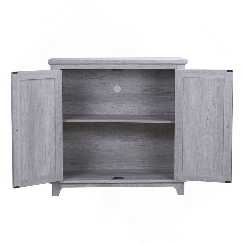 Armoire 34,37 "avec 2 portes réglables en miroir, Gris clair