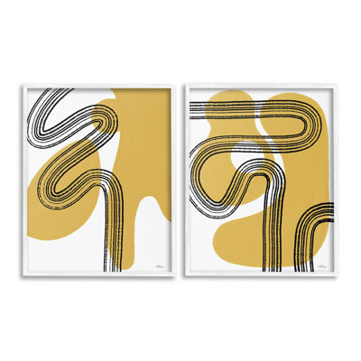 " Wavy Lines Over Shapes " by Cat Thurman Designs 2 - Pieces on Canvas