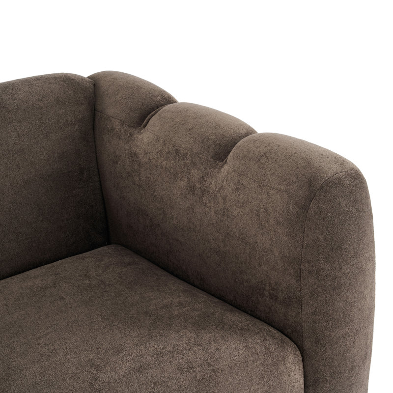 Fauteuil Maravilla moderne rembourré avec silhouette massive, surpiqûres en canal et rembourrage moelleux, Marron foncé